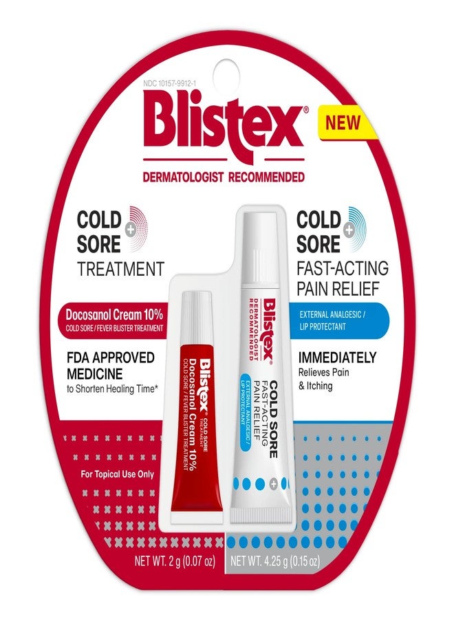 Blistex Cold Sore Kit – Cold Sore/Fever Blister Treatment Docosanol Cream 10% Shortens Healing Time (2g/0.7oz) – Fast-Acting Pain Relief Cream with Maximum Strength Lidocaine (4.25g/0.15oz) - Image 1